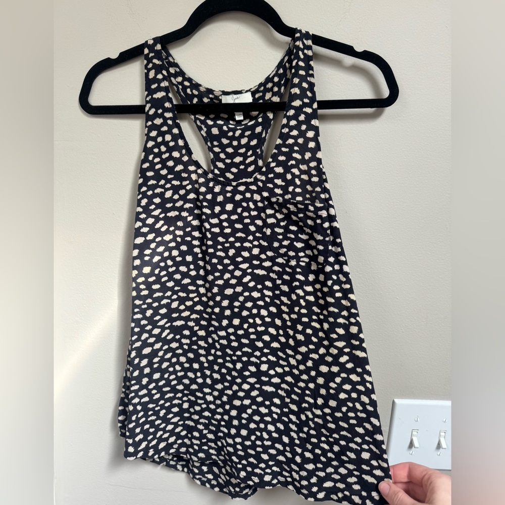Joie Navy and Cream Printed Racerback Tank